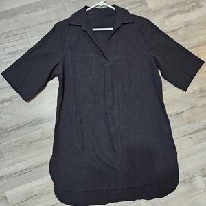 Black medium V-neck women's Short Sleeve shirt, shirt dress, Tunic, Cover-up